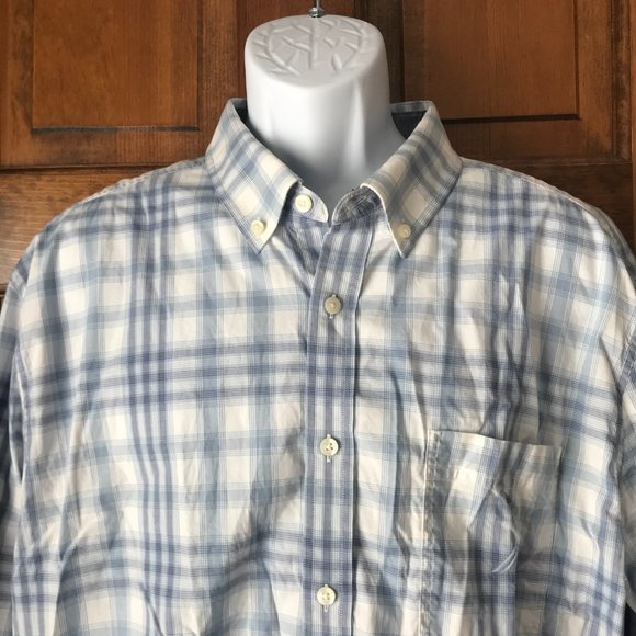 Nautica Blue and White Plaid Button-Down Shirt - Picture 2 of 12